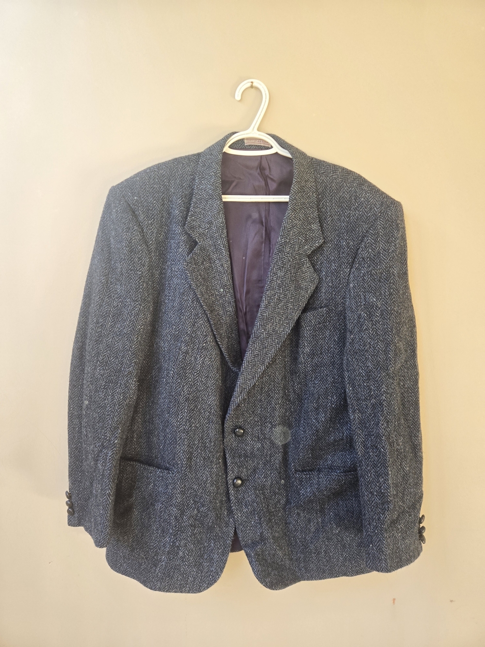 Vintage 90s Harris Tweed Tip Top Tailors Herringbone Sport Coat 44R
